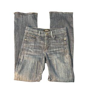 Express Boot Cut Mid Rise Jeans Dark Blue Wash Denim Button Zip Pockets Size 2